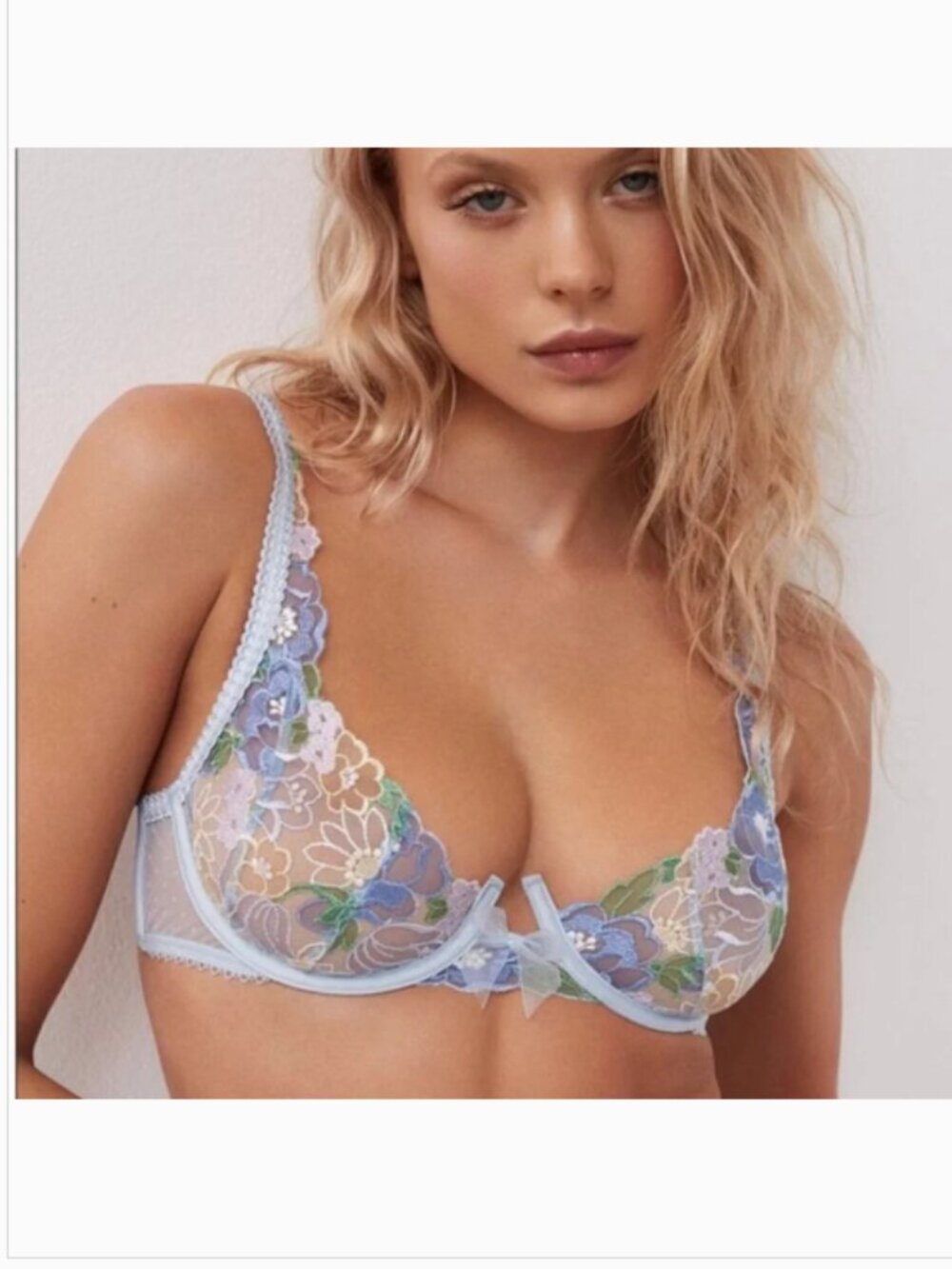 For Love and Lemons Luella Bra Blue Floral NWT Small